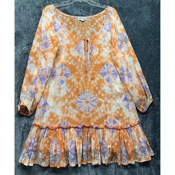 Juliet Dunn Dresses & Skirts - Juliet Dunn Womens Size OS Orange Long Sleeve Boho Mini Dress (J10)